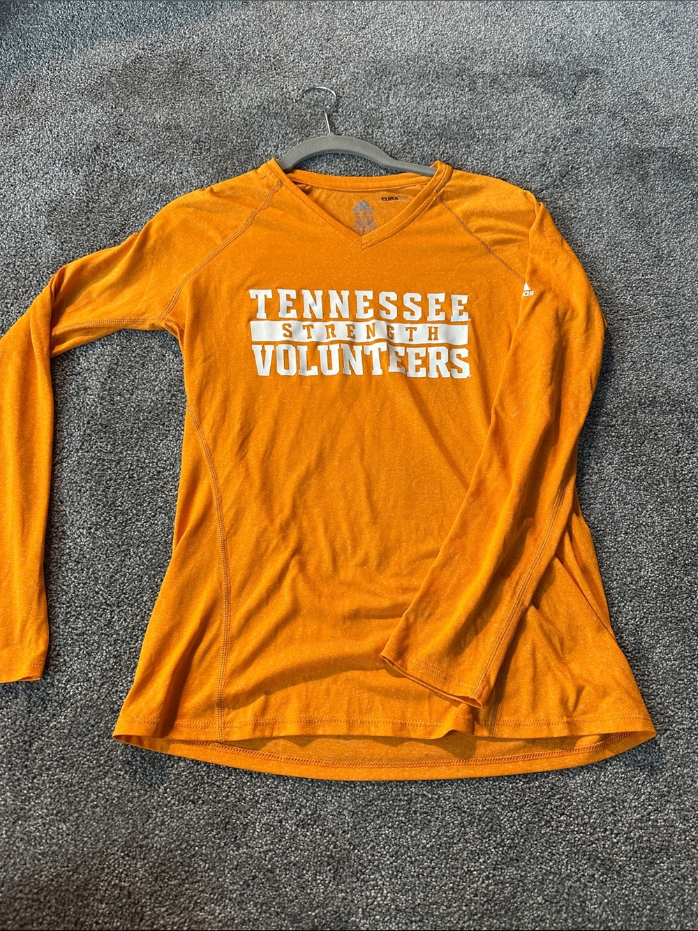 adidas Orange V-Neck Athletic Tee